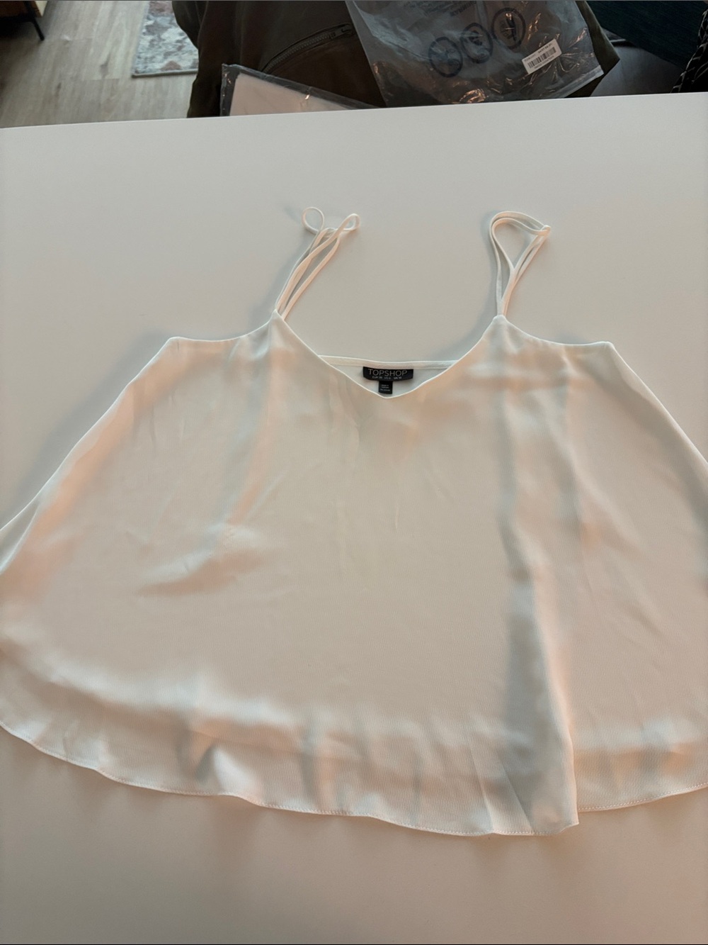 Topshop Cream V-Neck Spaghetti Strap Camisole